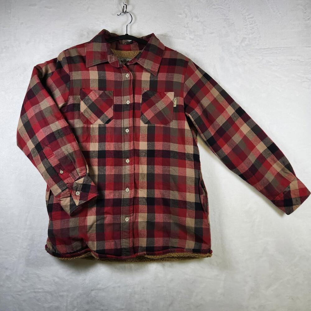 Legendary Whitetails Vtg Red Plaid‎ Sherpa Lined Shacket M Original Deer Gear